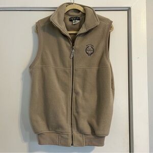 Vintage Tan Fleece Vest Golf Idlewild Invitational 2000 Y2K men’s medium zip up